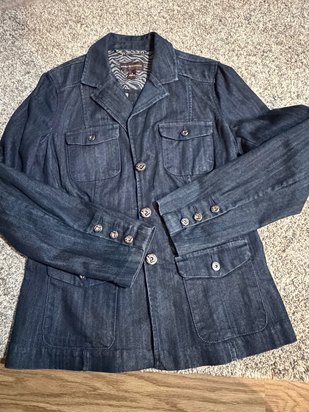 Dana Buchman Navy Denim Shirt Jacket